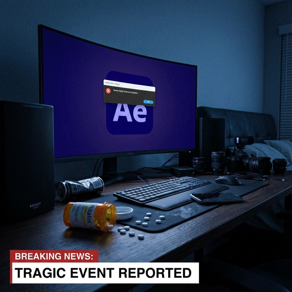 Bureau sombre avec ordinateur et medicaments